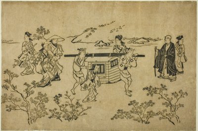 过路的花轿，选自 "上野赏花图 "系列 作者 菱川师信