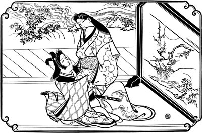 屏幕后面，1680年代。 作者 菱川师信