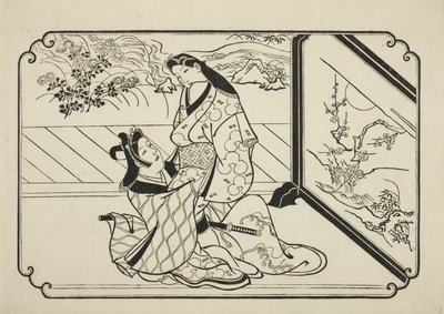 屏幕后方，约1673-81年 作者 菱川师信