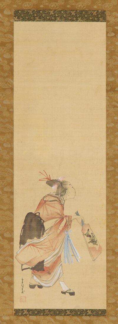 踢毽子的女孩，1615-1868。 作者 久川S
