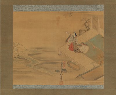 桥本少女桥姬篇中的Ogimi公主......，18世纪初。 作者 菱川窝