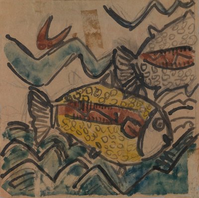 鱼设计的瓷盘，约1930-1939年。 作者 霍尔查章鱼
