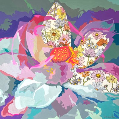 抽象花卉 #10，2023 年（水粉纸） 作者 霍莉·博鲁克