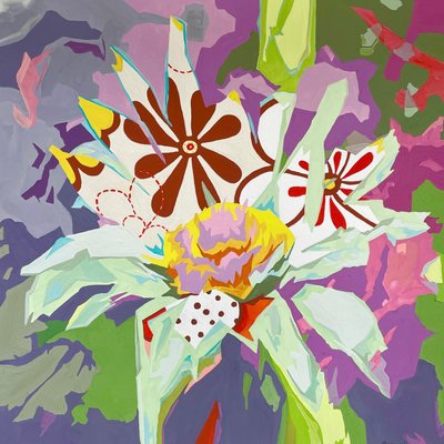 花卉抽象 #1，2023 年（纸上水粉画） 作者 霍莉·博鲁克