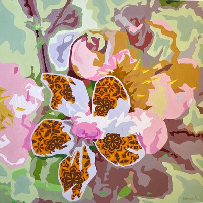 抽象花卉 #9，2023 年（水粉纸） 作者 霍莉·博鲁克
