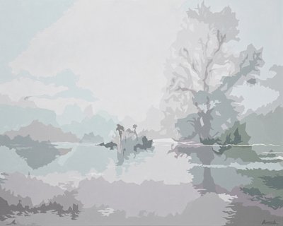 薄雾清晨，2024 年（布面油画） 作者 霍莉·博鲁克
