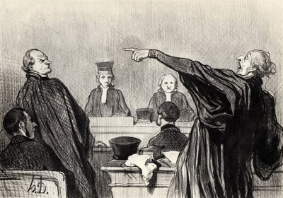 一位显然完全被说服的拥护者...《正义系列》，1845年 作者 奥诺雷·杜米埃