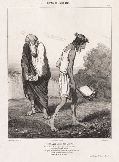 古代史：第 27 盘，忒勒马科斯被爱情蹂躏 作者 奥诺雷·杜米埃