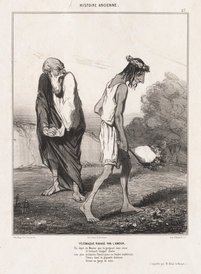 古代历史：Pl。 27，《被爱Love着的Telemachus》，1842年。 作者 奥诺雷·杜米埃