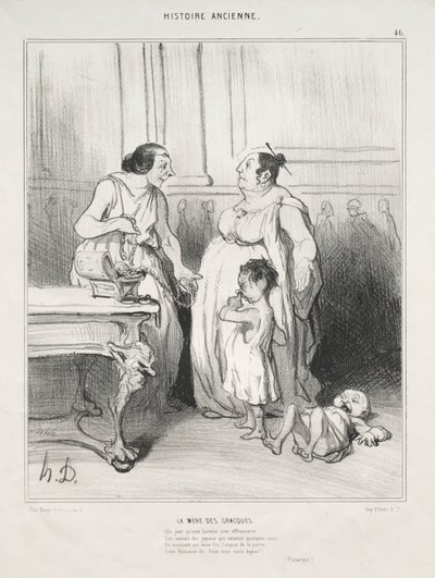 古代历史，第46页：格拉基的母亲，1842年。 作者 奥诺雷·杜米埃