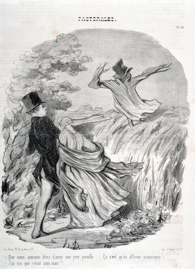 霍诺尔-杜米埃（1808-1879）的艺术作品。Charivari》可以追溯到1845年。Serie PASTORALES "我们有这样的恐惧是多么好啊......"我以为他是我的丈夫！"马赛隆尚宫美术博物馆，马赛 作者 奥诺雷·杜米埃