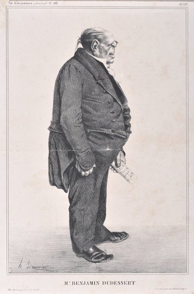 奥诺尔-杜米埃（1808-1879）的艺术作品。Charivari的日期是1833年：Serie Celebrites de la Caricature "M. Benjamin Dudessert" MusEE DES BEAUX ARTS - PALAIS LONGCHAMP, MARSEILLE 作者 奥诺雷·杜米埃