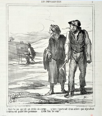 奥诺雷·杜米埃 (1808-1879) 的作品。 Charivari 的历史可追溯至 1864 年：Serie LES LANDSAGISTS “” - 在这个有趣的身体中……画了一幅不只产苹果的树的肖像……他为之疯狂！……” 美术博物馆 - 长城宫， 作者 奥诺雷·杜米埃