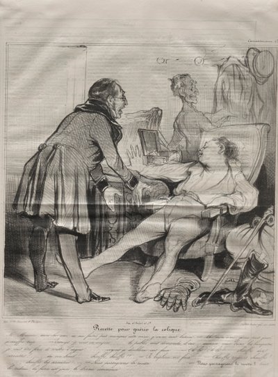 Caricaturana，第72页：1838年1月14日治愈绞痛的食谱。 作者 奥诺雷·杜米埃