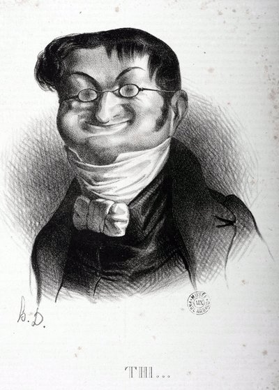 法国政治家阿道夫·梯也尔 (1797-1877) 的卡通。 奥诺雷·杜米埃 (1808-1879) 的绘画。 阿博博物馆。 作者 奥诺雷·杜米埃