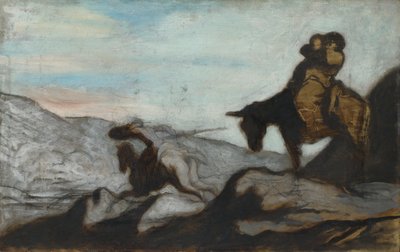 唐·吉x德（Don Quixote）和桑乔·潘萨（Sancho Panza），约1855年 作者 奥诺雷·杜米埃