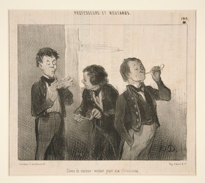 六年级学生想扮演修辞学家，来自 Professeurs et Moutards 作者 奥诺雷·杜米埃