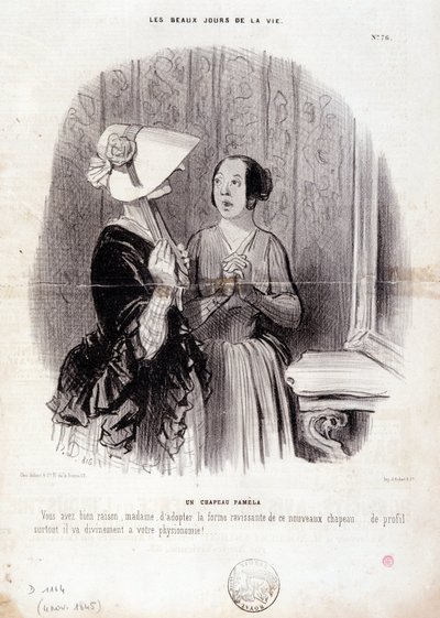 时尚动画片。"生活中的美丽日子 "系列。11月4日 "帕梅拉的帽子......"。 作者 奥诺雷·杜米埃