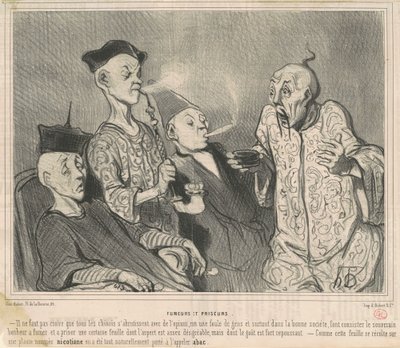 吸烟者和拍卖者 作者 Honoré Daumier