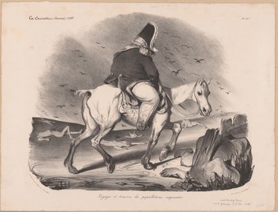 法国国王路易-菲利普一世在尸体中骑马的漫画
Voyage à travers les populations empressées（标有标题的物品） 作者 尼古拉斯-路易斯·德劳努瓦