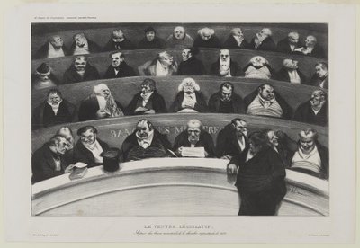 Le Ventre Législatif:Aspect des bancs ministériels de la chambre improstituée de 1834, or The Legislative Belly:1834年淫乱厅的部长席位的景象 作者 奥诺雷·杜米埃