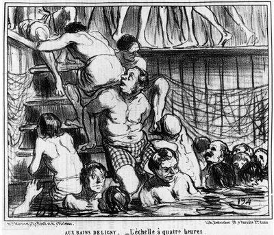 Les bains Deligny--四小时刻度：来自Honore Daumier（1808-1879）的 "Sketch d