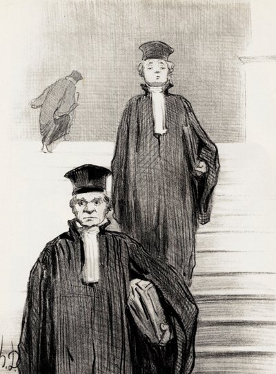 司法宫的主楼梯案例，1848年。   作者 奥诺雷·杜米埃