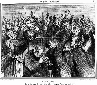 钱包上，什么叫篮子，反正没有花：霍诺尔-道米埃（1808-1879）钱包上的系列漫画。"Charivari" 作者 奥诺雷·杜米埃