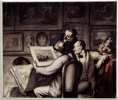 印刷品爱好者。水彩、水粉和黑色铅笔、钢笔和墨水的Honore Daumier（1808-1879）的瓷器。太阳。0,26 x 0,31 奥赛博物馆，巴黎 作者 奥诺雷·杜米埃