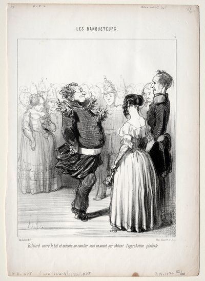 宴会，盘子5：里福拉德开球，1848年。 作者 奥诺雷·杜米埃
