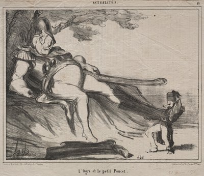 哥萨克人的笑盘61：食人魔和他的小汤姆·拇指（Tom Thumb），1854年。 作者 奥诺雷·杜米埃