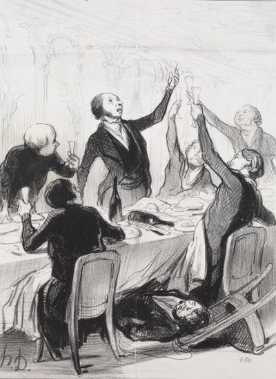 《今日的慈善家》，第8页：43d敬酒...致节制协会，1844年。 作者 奥诺雷·杜米埃