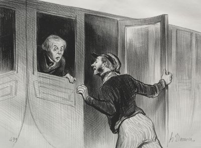《铁路》，第11页：旅途中睡觉的危害，1843年。 作者 奥诺雷·杜米埃