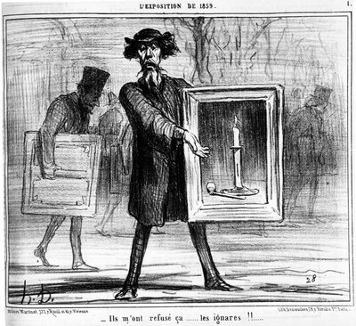 他们拒绝了我......那些无知的人！......。摘自霍诺尔-道米埃（1808-1879）的漫画系列《绘画与沙龙》。"夏利酒" 作者 奥诺雷·杜米埃