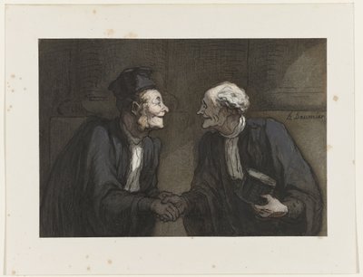 两位律师握手 // Deux avocats: la poignée de main 作者 奥诺雷·杜米埃