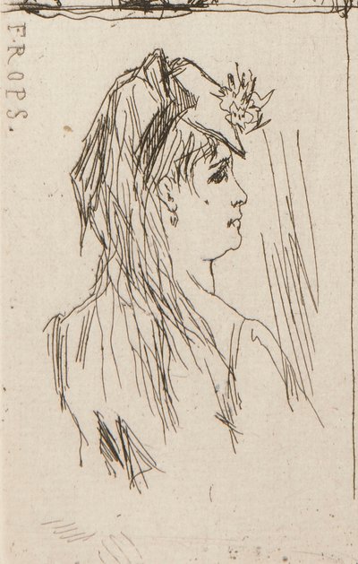 a. 道米埃的老人头像（左上）； b. Taiee 的 Chez Charles Beriot（中上）； c. Rops 的年轻女子头像（右上）； d. Harpignies 的河流风景（中下）； e. 年轻女子的轮廓 作者 奥诺雷·杜米埃