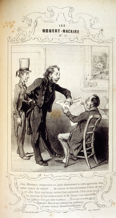 以《Les Cent》和《Robert Macaire》为题的关于思想和传说的Philipon插图。 作者 奥诺雷·杜米埃