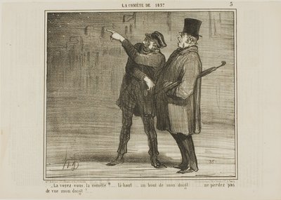 "你能看到彗星吗......就在那里，在我的指尖......不要看不见我的指尖！"，《1857 年的伯爵》第 5 版 作者 奥诺雷·维克托林·杜米埃