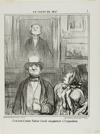 "能在沙龙展出自己的肖像，真是令人受宠若惊，"《1857 年沙龙》第 7 版 作者 奥诺雷·维克托林·杜米埃