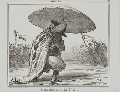 困境中的雨伞》，图版 119，选自 Actualités 作者 奥诺雷·维克托林·杜米埃
