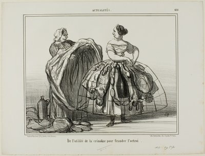 在欺骗海关时，紧身胸衣的用处，《Actualités》杂志第 414 版 作者 奥诺雷·维克托林·杜米埃