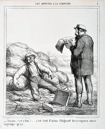 霍诺尔-杜米埃（1808-1879）的作品。Charivari》是1865年的作品。帐篷里的艺术家》系列 "让我们看看，结束了吗...。休息这么久还是很累的......"马赛隆尚宫美术博物馆，马赛 作者 奥诺雷·杜米埃