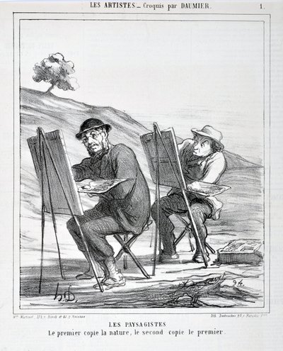 霍诺尔-杜米埃（1808-1879）的作品。Charivari》是1865年的作品。LES ARTISTS Les paysagistes系列。"第一件事是模仿自然，第二件事是模仿第一件事 "MusEE DES BEAUTS ARTS - PALAIS LONGCHAMP, MARSEILLE 作者 奥诺雷·杜米埃