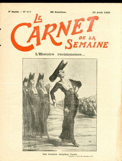 Le Carnet de la semaine "的封面，黑白讽刺。 作者 奥诺雷·杜米埃