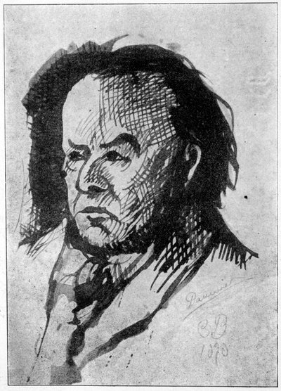 查尔斯·波德莱尔 (Charles Baudelaire) 于 1890 年创作的杜米埃肖像：查尔斯·波德莱尔 (Charles Baudelaire) 的亲笔签名手稿 - 巴黎，奥古斯特·布莱佐 作者 奥诺雷·杜米埃