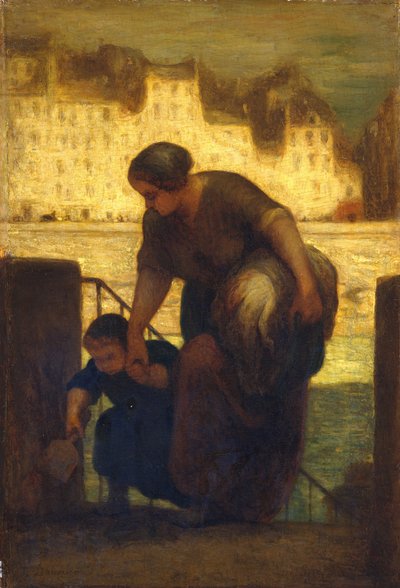 女装（Laundress），约1863年（木头上的油） 作者 奥诺雷·杜米埃
