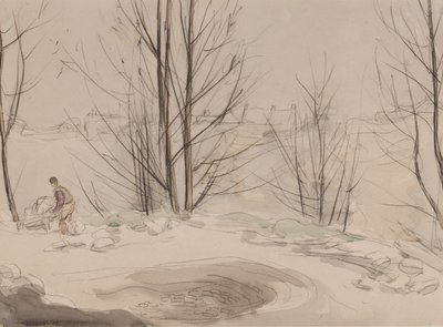 Carshalton采石场，1907年（粉笔和纸上的卫生纸） 作者 霍拉斯·曼恩·利文斯