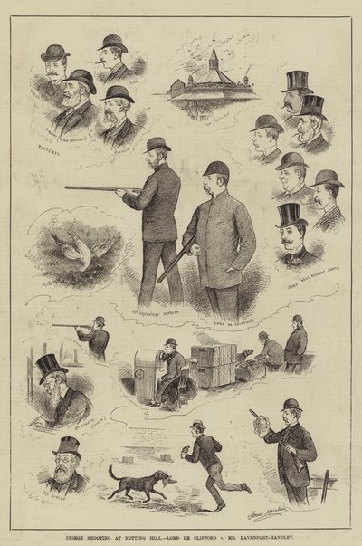 诺丁山的鸽子射击，克利福德勋爵和达文波特 - 汉德利先生 作者 Horace Morehen