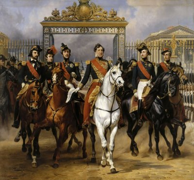 路易斯·菲利普（Louis Philippe）和他的儿子们在此于1837年6月10日离开凡尔赛宫上锁 作者 埃米尔·让·霍勒斯·韦尔内