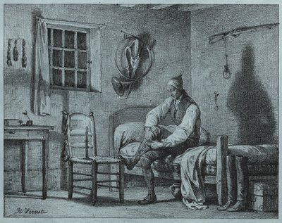 Limier Rising的男仆从床上c。 1818年。 作者 埃米尔·让·霍勒斯·韦尔内